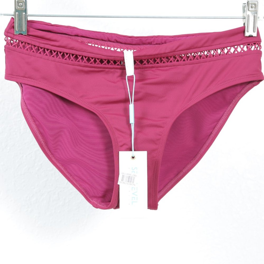 NWT Sea Level Mid Bikini Bottom Corss Trim Australia Hibiscus, 6‎